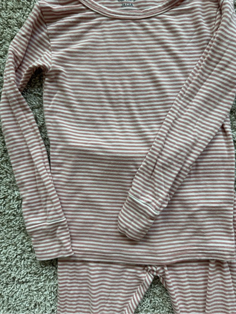 Carter’s Toddler Girls Pajama Set 3T Pink Striped PurelySoft Long Sleeve 2 Piece